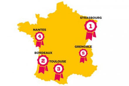 Carte France Top 5 villes cycables-28.03.2013-Terra Eco