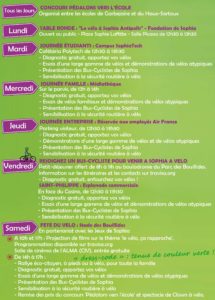 Programme détaillé de la semaine